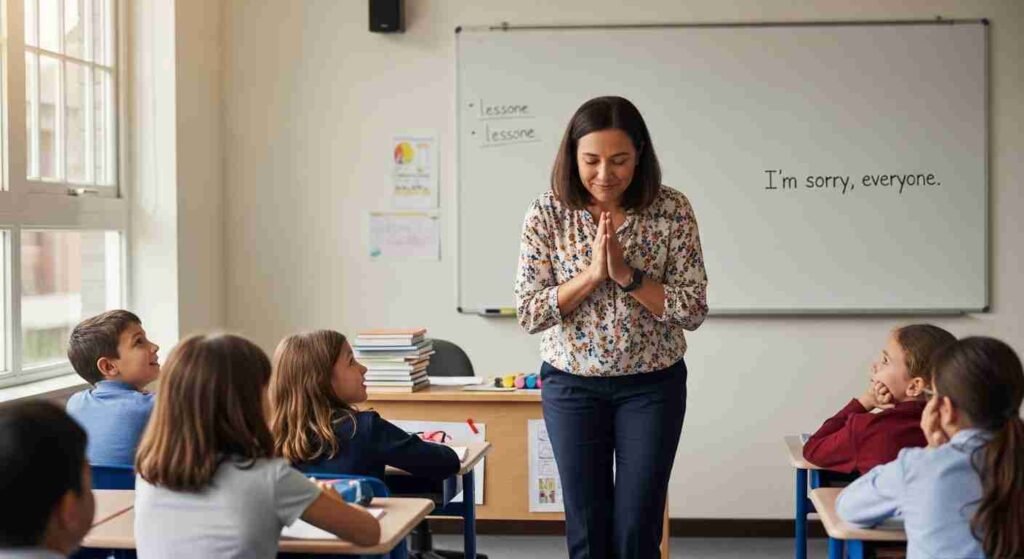 Teacher says sorry replies