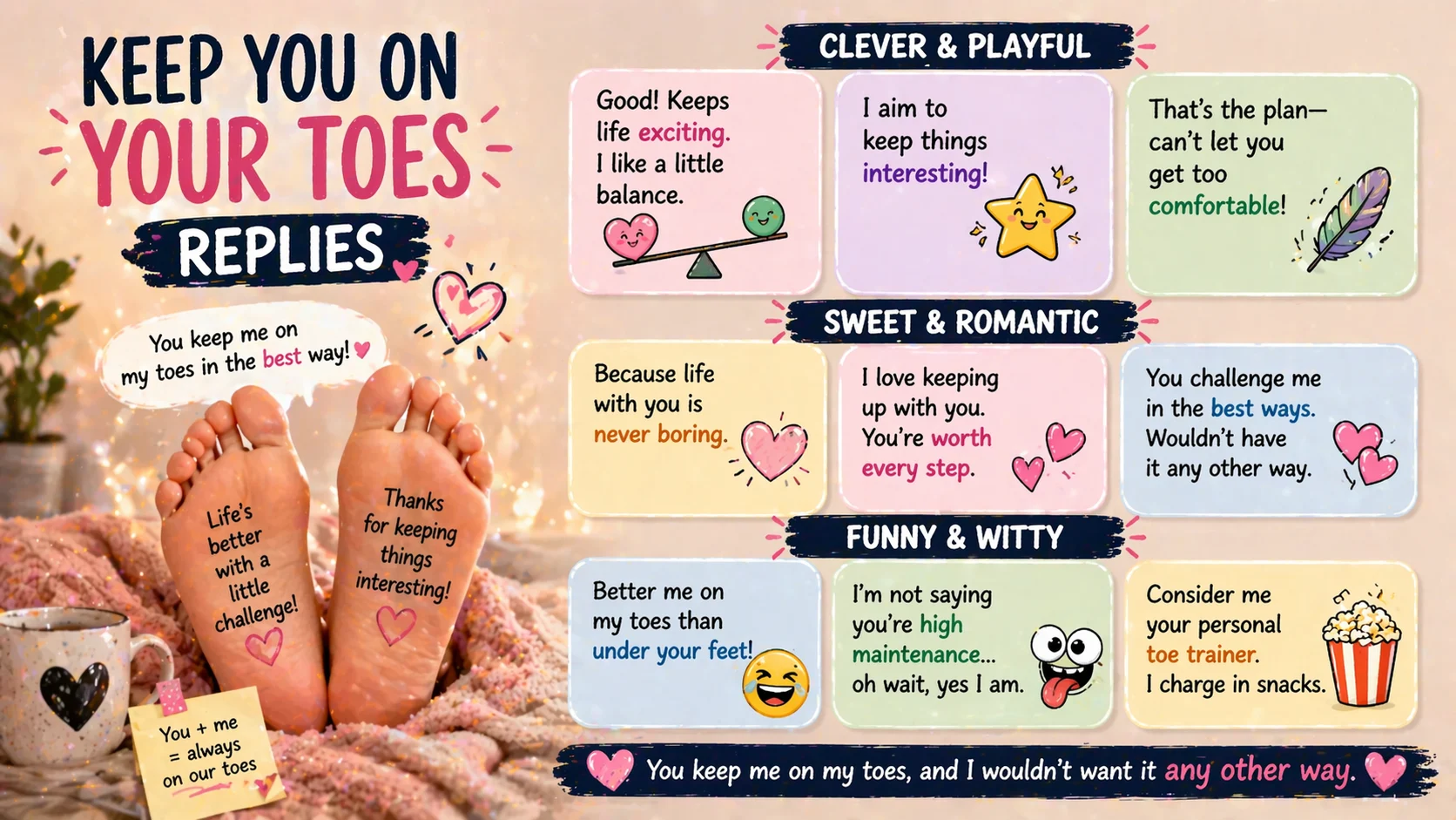 Keep you on your toes replies