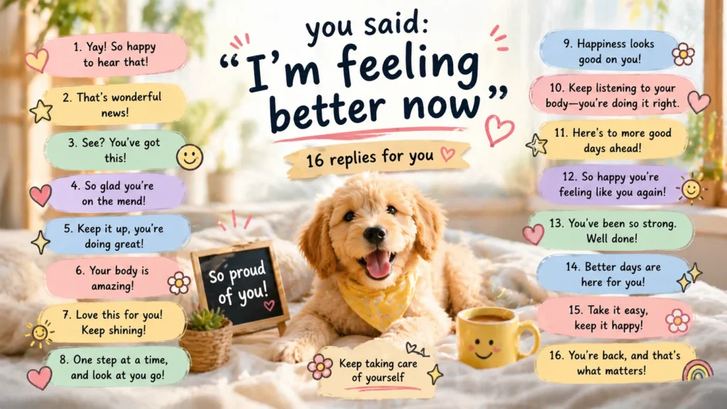 Replies to I’m feeling better now