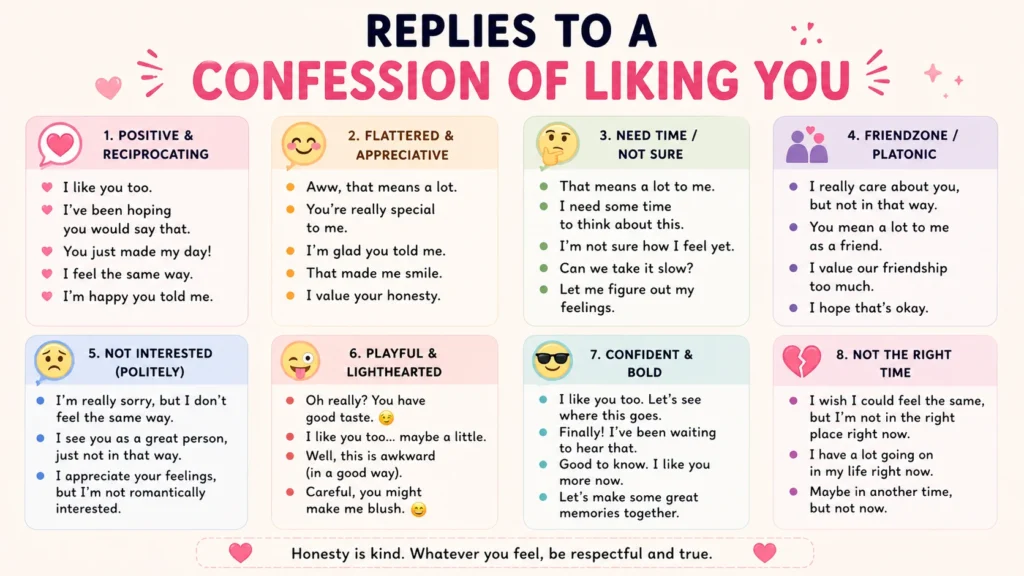 Replies to a confession of liking you