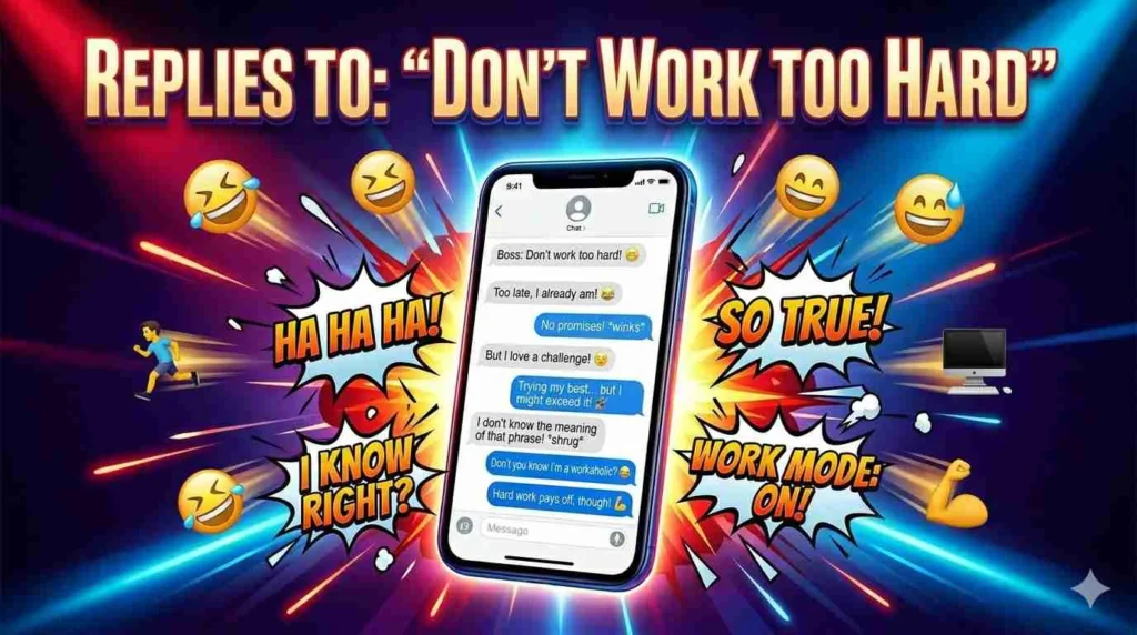 Replies to “don’t work too hard”