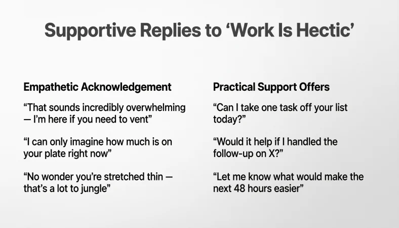 Supportive Replies to “Work Is Hectic”