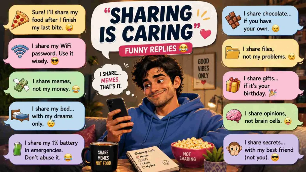 Funny replies to sharing is caring