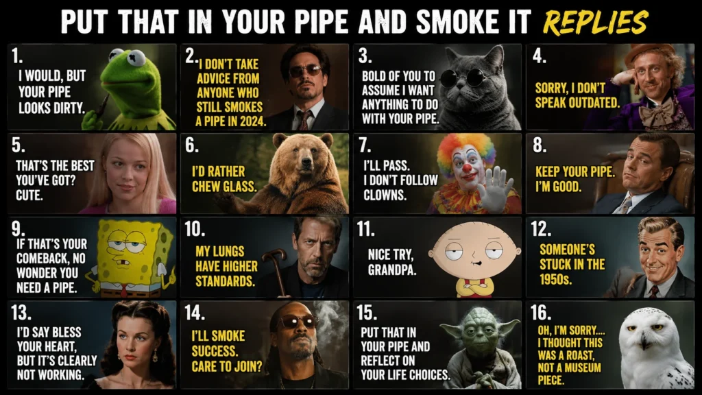 Put that in your pipe and smoke it replies