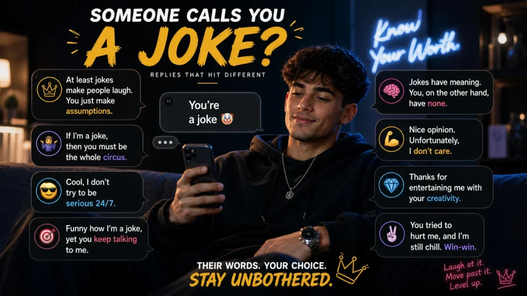 Someone calls you a joke replies