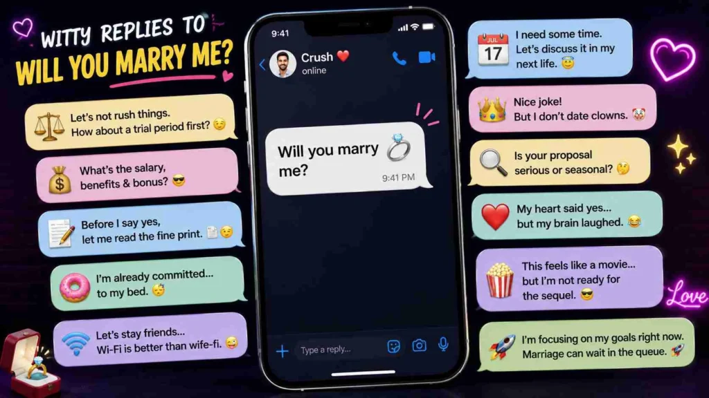 Witty replies to will you marry me