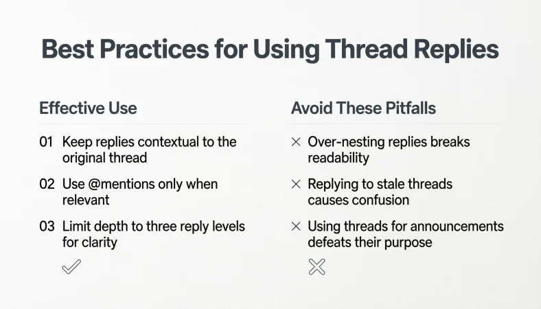 Best Practices for Using Thread Replies