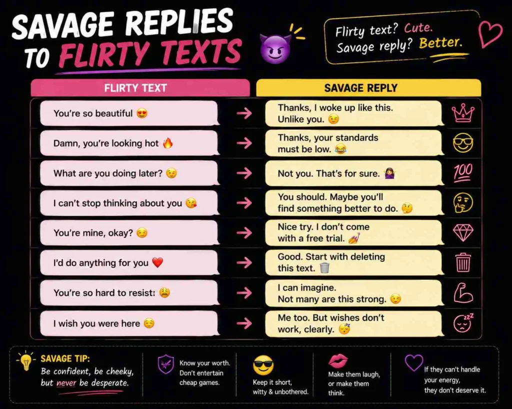 savage replies to flirty texts