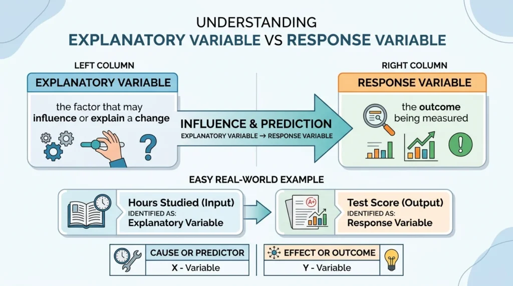 explanatory vs response variable