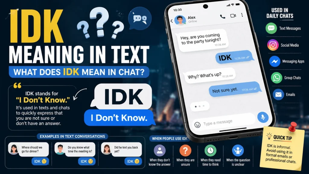 what does idk mean in text